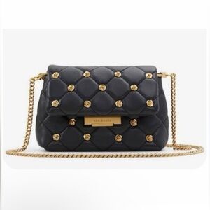 Ted Baker Black Quilted Crossbody Bag with Gold Chain